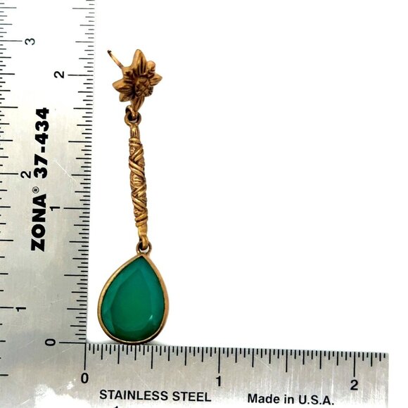 Emerald Flower Drop Earrings - Picture 4 of 5